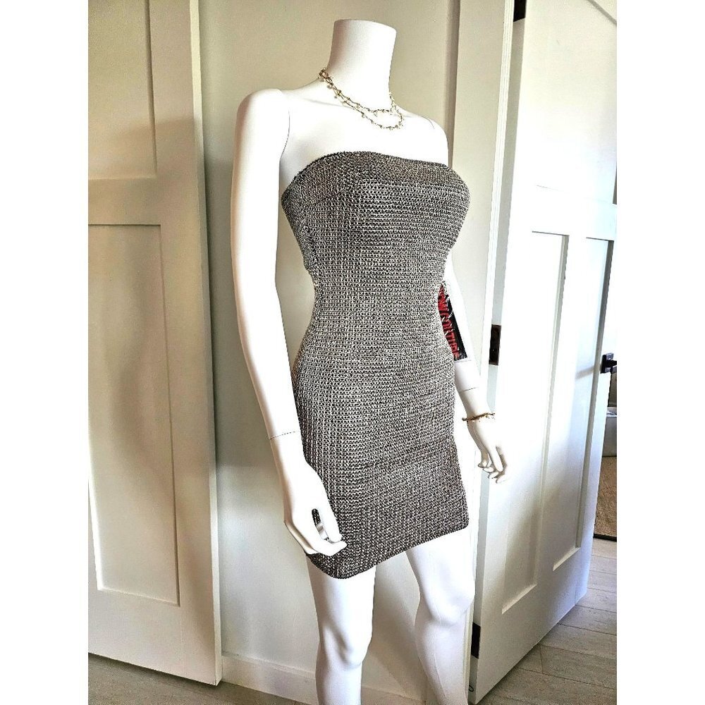 Gold Knit Strapless Dress Size M